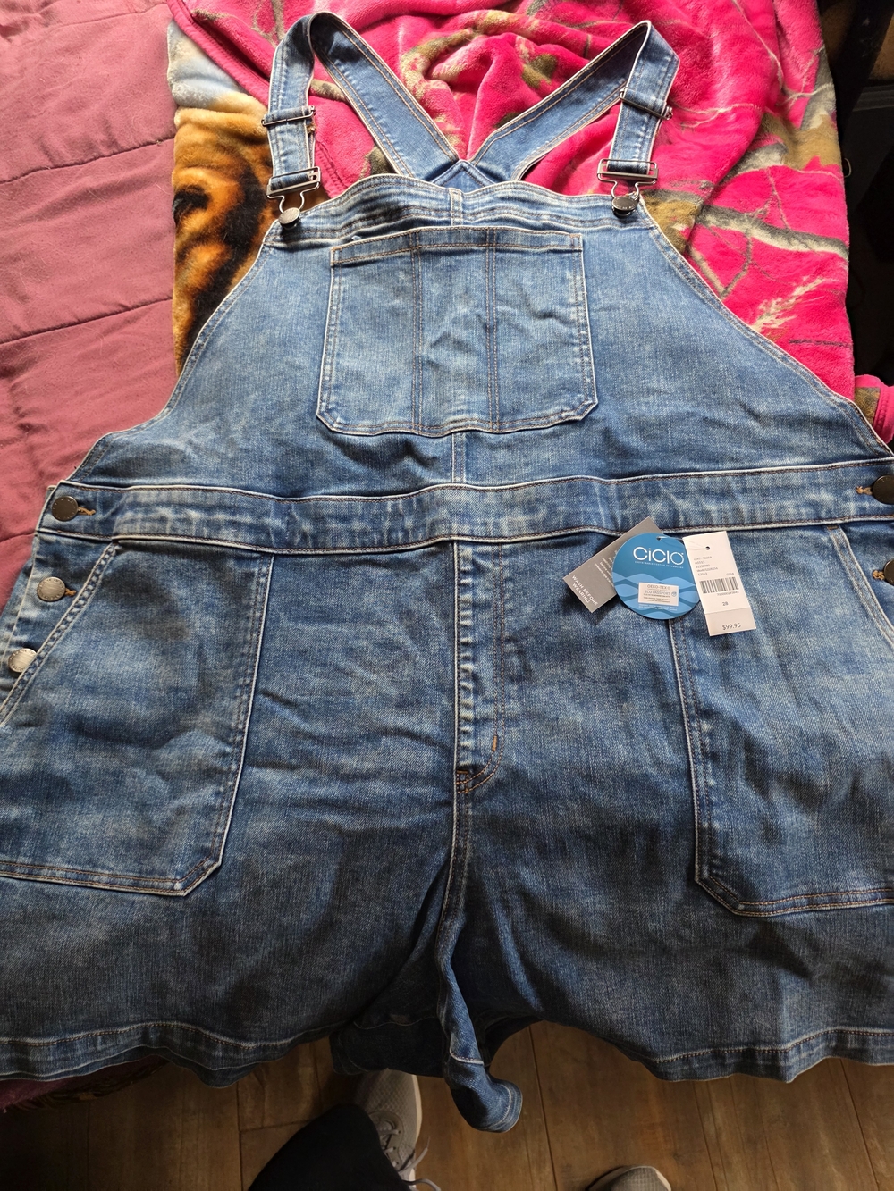 Lane Bryant Relaxed Blue Denim Short Overalls